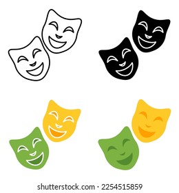 Mask Happy Sad in flat style isolated