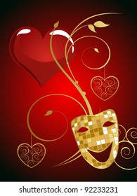 mask and heart - vector