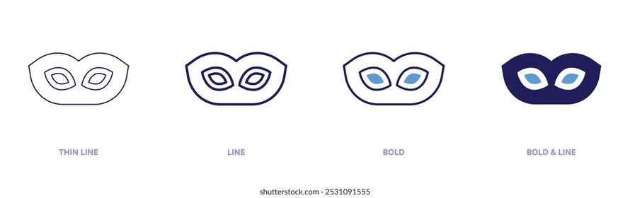 Mask icon in 4 different styles. Thin Line, Line, Bold, and Bold Line. Duotone style. Editable stroke.