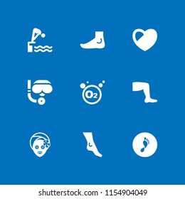 mask icon. 9 mask set with oxygen, facial, feet and foot vector icons for web and mobile app