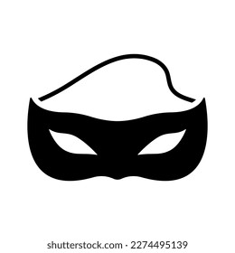 Mask icon. Black silhouette. Horizontal front view. Vector simple flat graphic illustration. Isolated object on a white background. Isolate.
