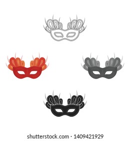 Mask icon in cartoon,black style isolated on white background. Theater symbol stock vector illustration