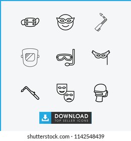 Mask icon. collection of 9 mask outline icons such as blowtorch. editable mask icons for web and mobile.