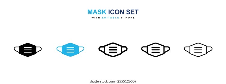 Mask icon collection in black and blue colors