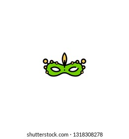 Mask icon, flat design line art thin style, vector illustration. Festive carnivals in Brazil and Mardi Gras in Venice

