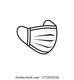 mask icon in flat style, respiratory and protection face mask ppe isolated on white background, virus protection business concept