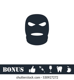 Mask icon flat. Vector illustration symbol and bonus pictogram