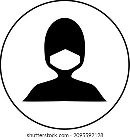 mask icon human head black covid