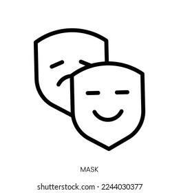 mask icon. Line Art Style Design Isolated On White Background
