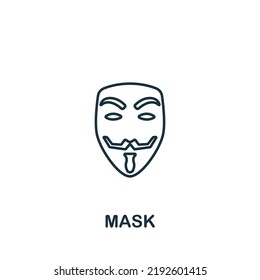 Icono de máscara. Línea simple Icono de protesta para plantillas, diseño web e infografías