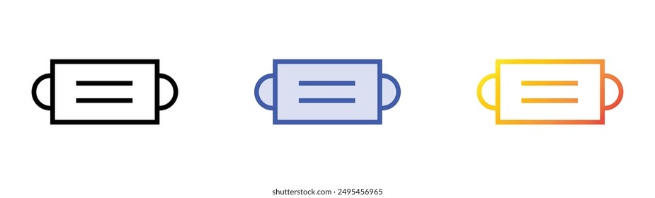 mask icon. Linear, Blue Fill and Gradient Style Design Isolated On White Background