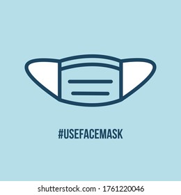 Mask icon. Medical or Surgical Face or Breathing Respirator mask. Coronavirus, covid 19 prevention or Virus Protection.. Vector illustration