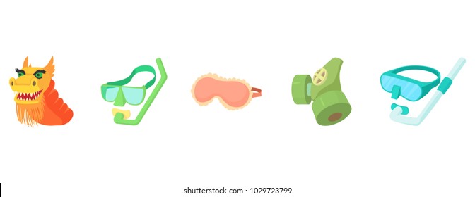 Mask icon set. Cartoon set of mask vector icons for web design isolated on white background