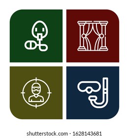 mask icon set. Collection of Oxygen mask, Theatre, Thief, Diving glasses icons