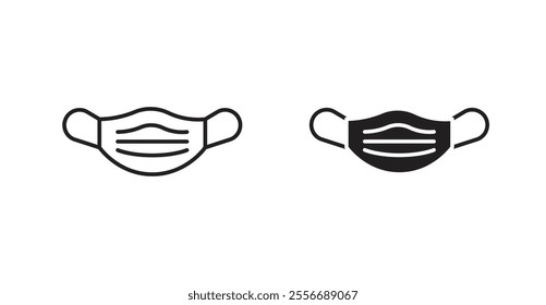 Mask icon set in Thin line black color.