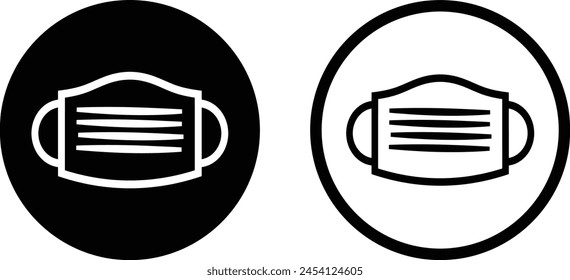 Maskensymbol in zwei auf weißem Hintergrund isolierten Stilen gesetzt. Vektorgrafik des Gesichtsmasken-Symbols