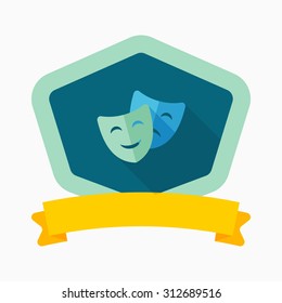 Mask icon, vector illustration. Flat design style with long shadow,eps10