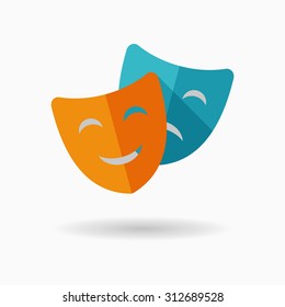 Mask icon, vector illustration. Flat design style with long shadow,eps10