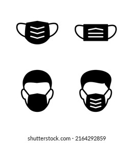 Mask icon vector. Medical mask sign and symbol. Man face with mask icon. Safety breathing mask
