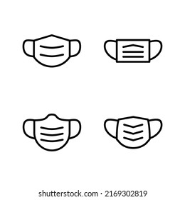 Mask icon vector. Medical mask sign and symbol. Man face with mask icon. Safety breathing mask