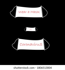 mask icon. wear a mask to fight corona. against a black background. vector illustration