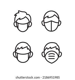 mask icon, wearing a mask, display wearing a medical mask