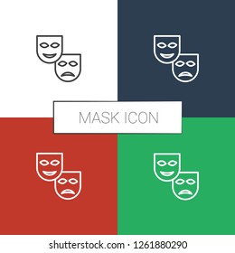 mask icon white background. Editable outline mask icon from entertainment. Trendy mask icon for web and mobile.