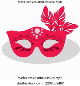 Mask icons colorful classical style