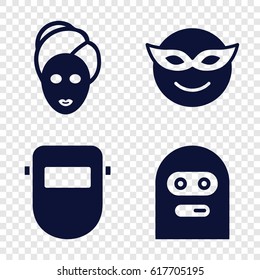 Mask icons set. set of 4 mask filled icons such as 