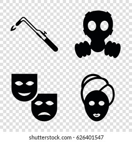 Mask icons set. set of 4 mask filled icons such as 