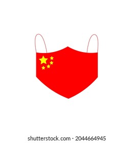 Mask illustration design with the theme of the Chinese flag