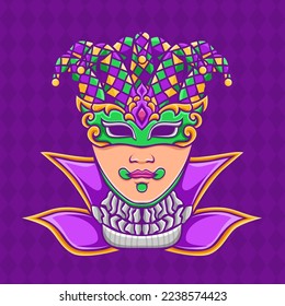 Mask illustration Vector design, Mask drawing from mardi gras festival day