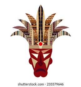 Mask isolated on a white background. Ethno. Tribal style. Vector illustration.