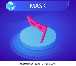 Mask isometric design icon. Vector web illustration. 3d colorful concept