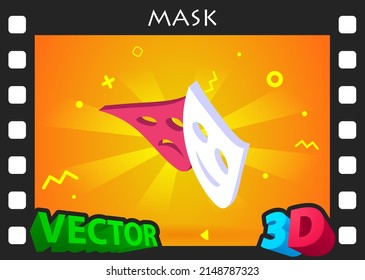 Mask isometric design icon. Vector web illustration. 3d colorful concept