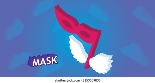 Mask isometric design icon. Vector web illustration. 3d colorful concept