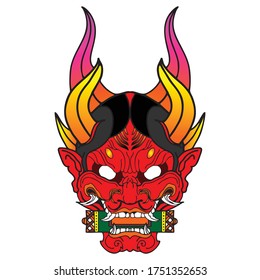 mask of kabuki vector tattoo pattern japaness traditional design for illustration with isolate background