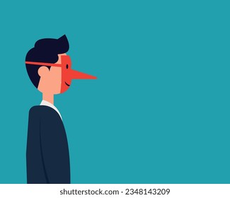 The mask of lies. Vector falsehood cartoon character style

