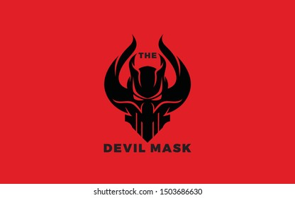 Mask logo formed a devil symbol with red background