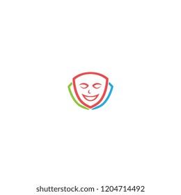 Mask logo vector with line art style 