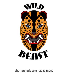 mask logo wild beast of the Aztecs of ancient Mexico