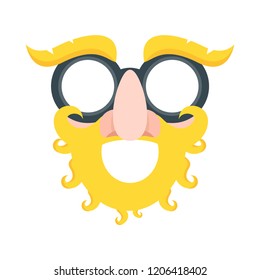 Mask of a man with with beard and mustache. Concept design for greeting card, party invitation, banner or flyer. Flat vector illustration.