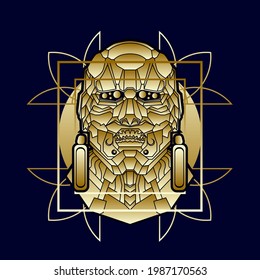 mask man logo icon for kids fashion and technology company, vector design