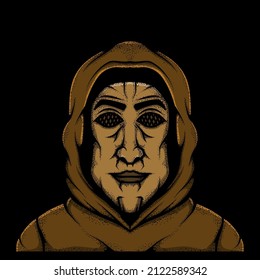 mask man wearing jacket in illustration