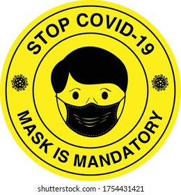 Maske ist obligatorische Zeichen Vektorgrafik, Inhalt - Gesichtsmaske tragen Schutz vor Coronavirus , Stopp Covid -19.