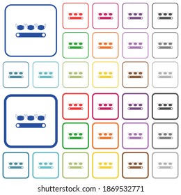 Mask manufacturing color flat icons in rounded square frames. Thin and thick versions included.