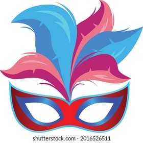 Mask mardi gras with feathers vector art and illustration