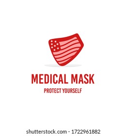 Mask medical logo design. Awesome a mask medical silhoutte. A mask medical logotype.