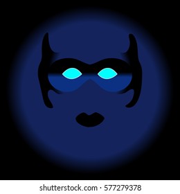 Mask on dark background. Vector illustration.