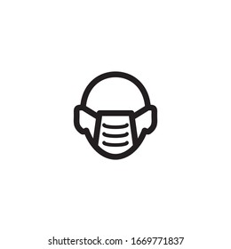 mask on face icon line art style